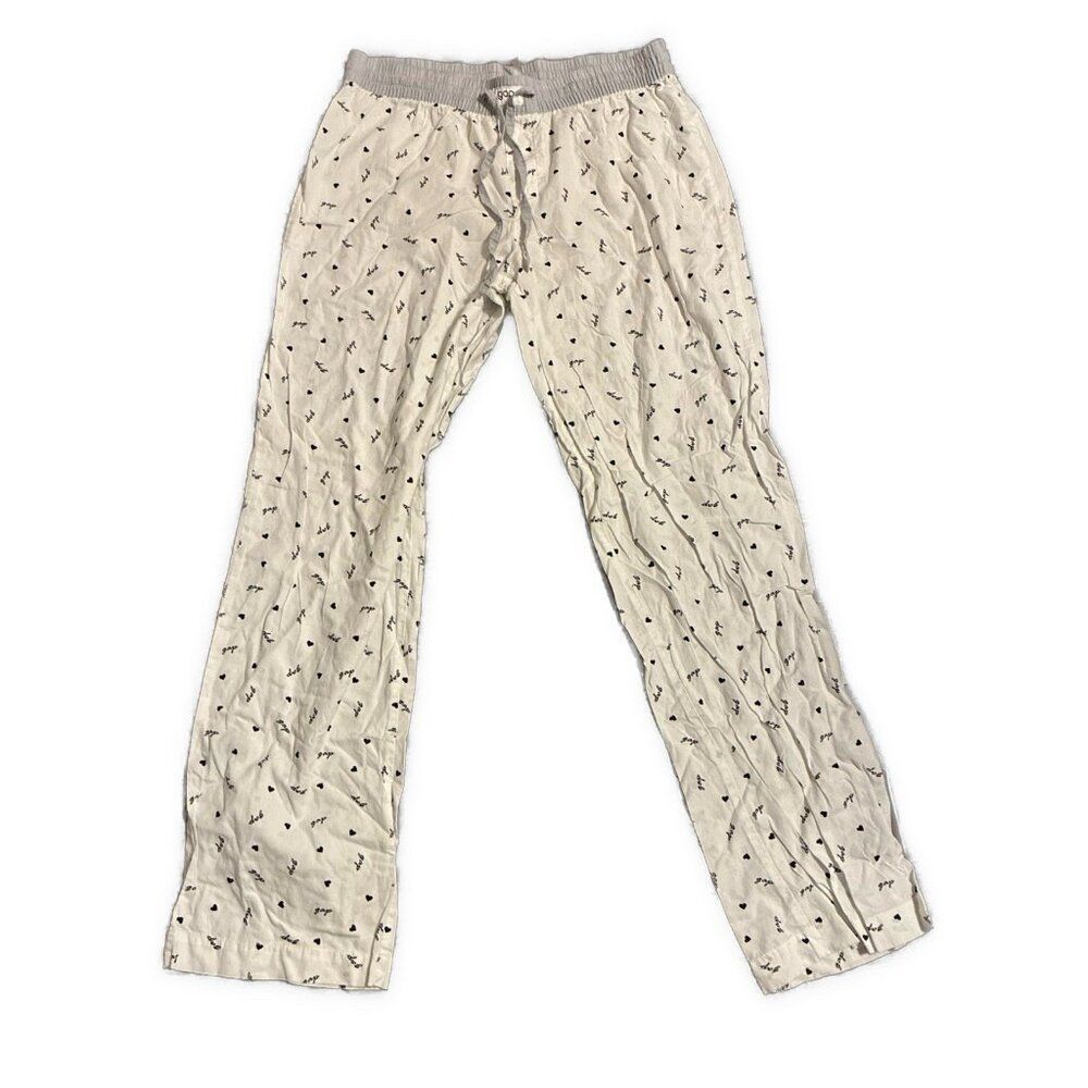 gap body womens pajama pants White Black Gray Heart Print Small
